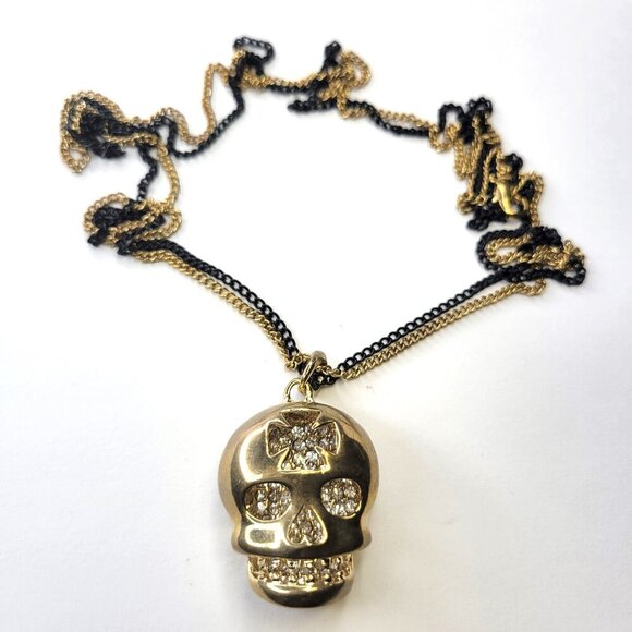 Gold Skull Pendant Necklace - Picture 1 of 13